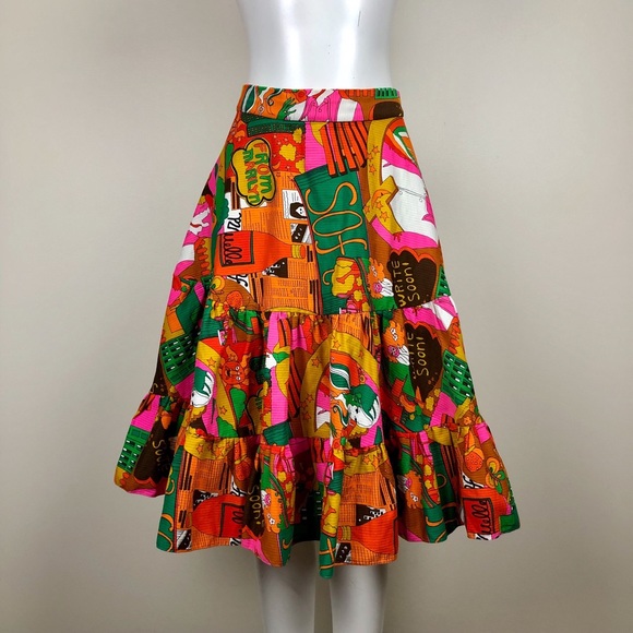Vintage Dresses & Skirts - Vintage Multicoloured Tiered Midi Skirt